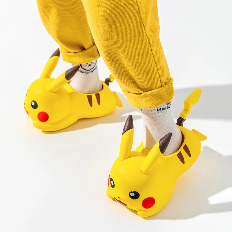 Pokemon Anime Psyduck Pikachu Summer Children\'s Slippers Cartoon Anti-skid Indoor Shoes Home Bathroom Beach Sandals Kawaii Gifts