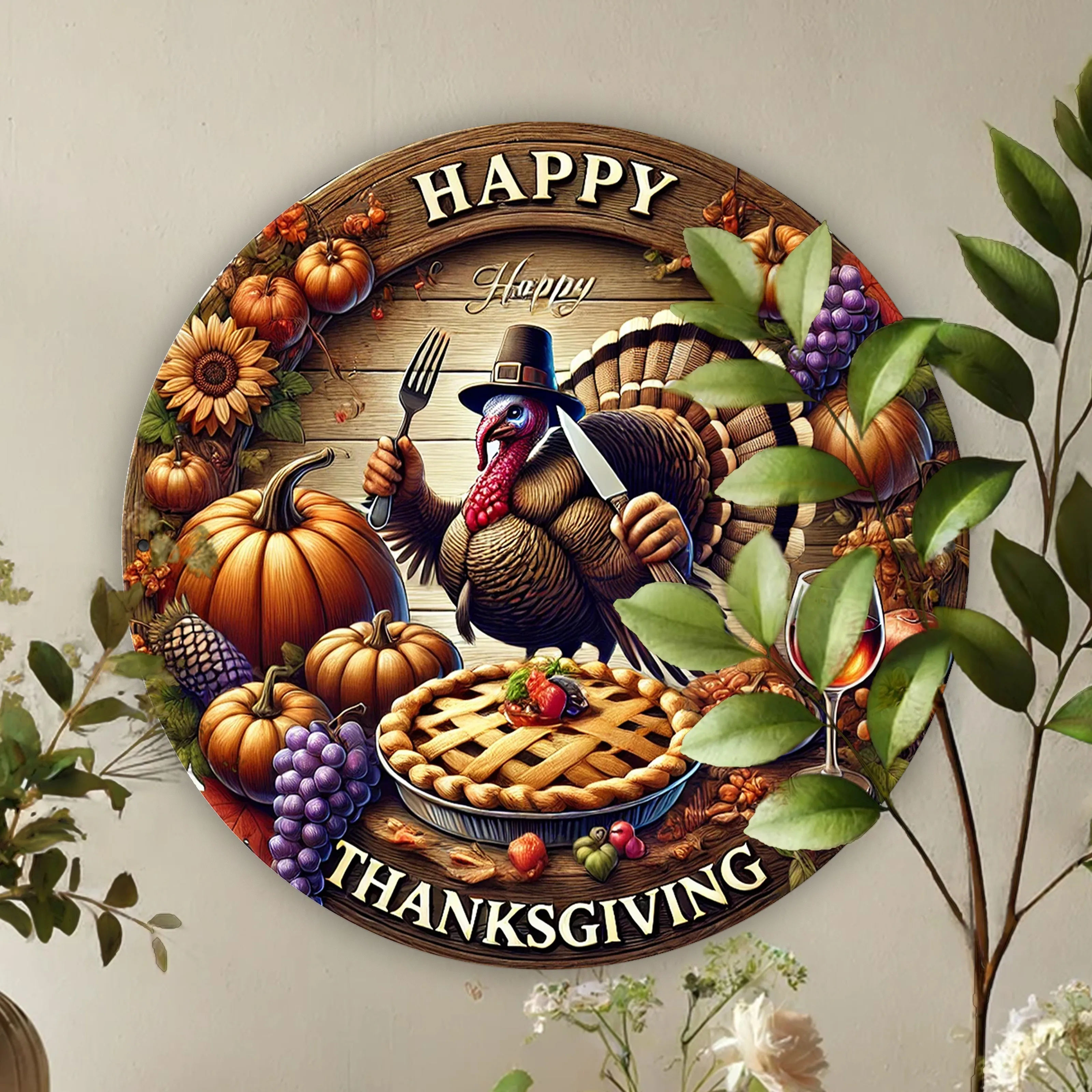 1pc, Thanksgiving wooden hanging can be directly hung with rope, holiday Turkey bird and pumpkin fall decoration