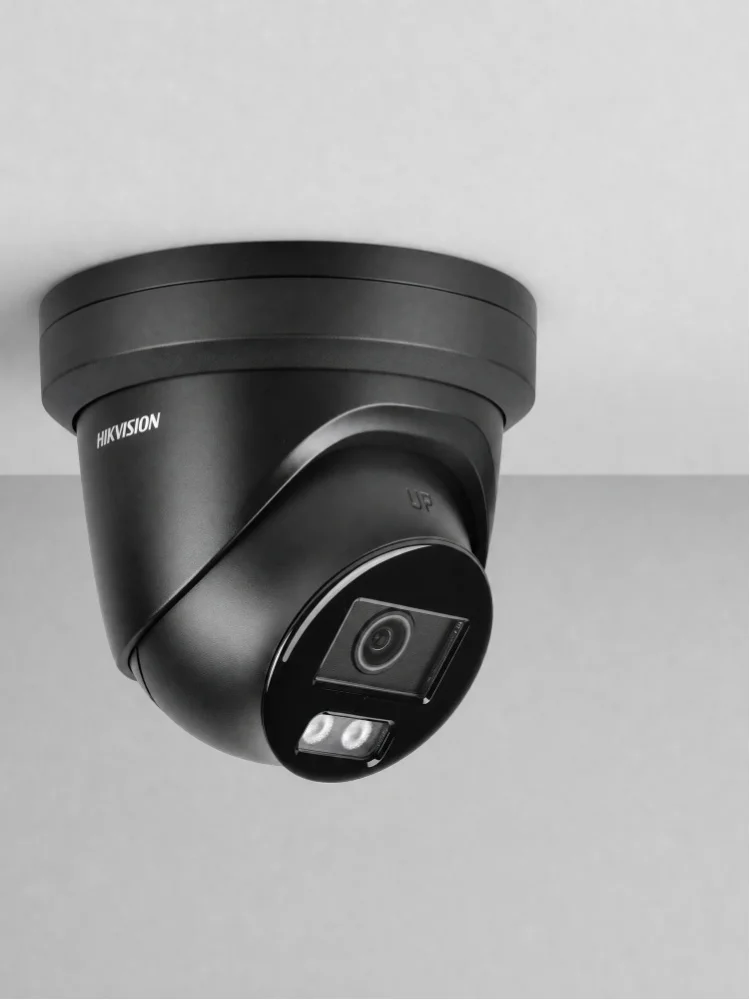 Hikvision DS-2CD2387G2H-LIU 8MP 4K ColorVu Smart Hybrid Light Turret IP-Kamera mit integriertem Mikrofon, AcuSense Gesichtserkennung, 130dB WDR, 40m Nachtsicht, IP67, PoE, SD-Slot, Schwarz