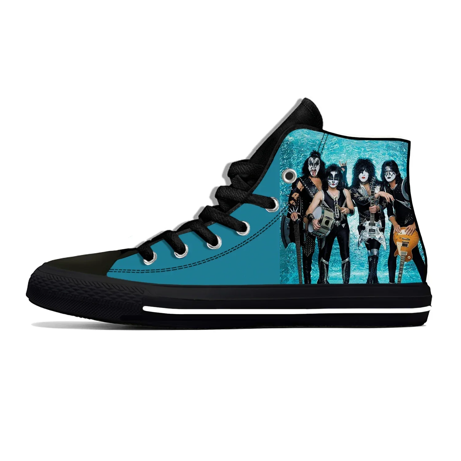 Heavy Metal Rock Band Kiss Music Fashion Funny Casual Cloth Shoes High Top Lightweight Breathable 3D Print Men Women Sneakers