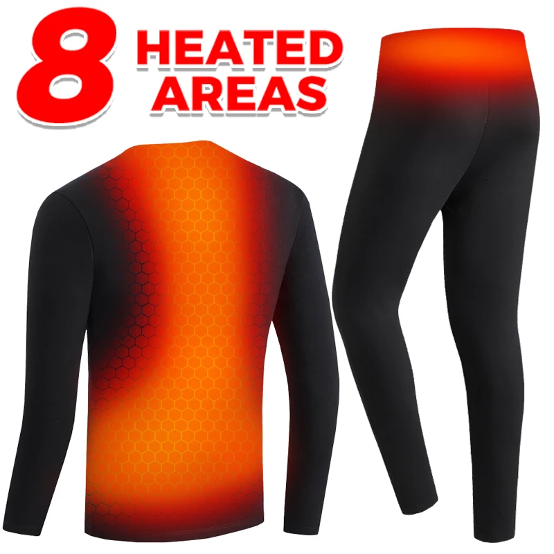 8 Zone Smart Heated Base Layer 3 Gear Control Soft Fleece Lined Thermal Wear For Winter Hiking Camping Dog Walking Riding