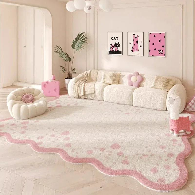 Irregular shape Carpets for Living Room Pink Bedroom Decor Rug Fluffy Soft Children's Room Carpet Household Thickened Floor Mat