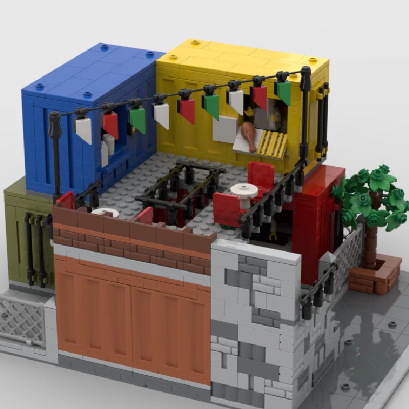 1268 pezzi mercato alimentare blocco modulare contenitore moderno parco architettura modello display giocattolo per bambini assemblaggio fai da te regalo festival