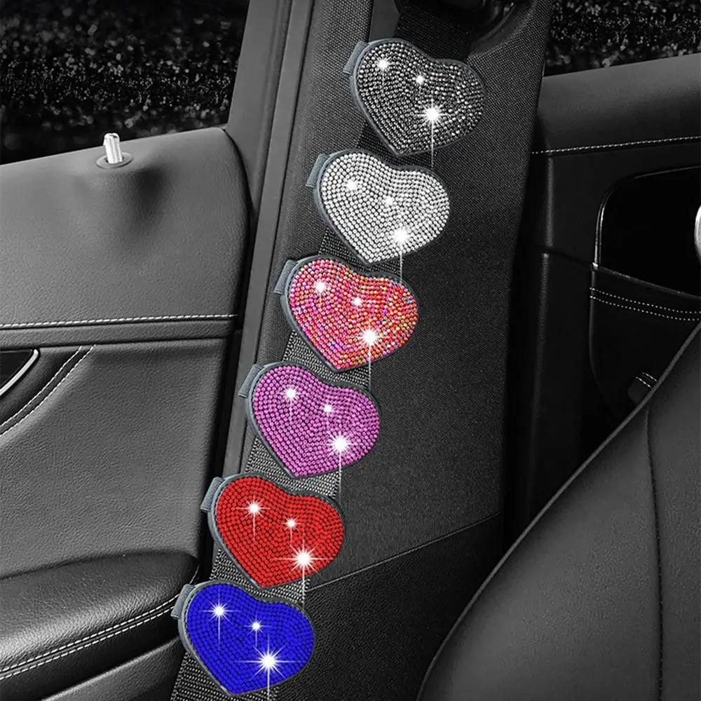 Limiter Car Seat Belt Adjuster Anti-slip Heart Shape Bling Auto Fastener Comfortable Driving Shock-absorbing