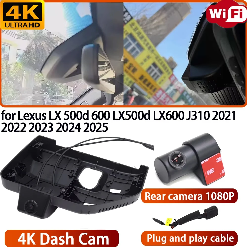 for Lexus LX 500d 600 LX500d LX600 J310 2021 2022 2023 2024 2025 Video Recorder 4K DVR Dash Cam Wifi Camera 170° Wide Angle