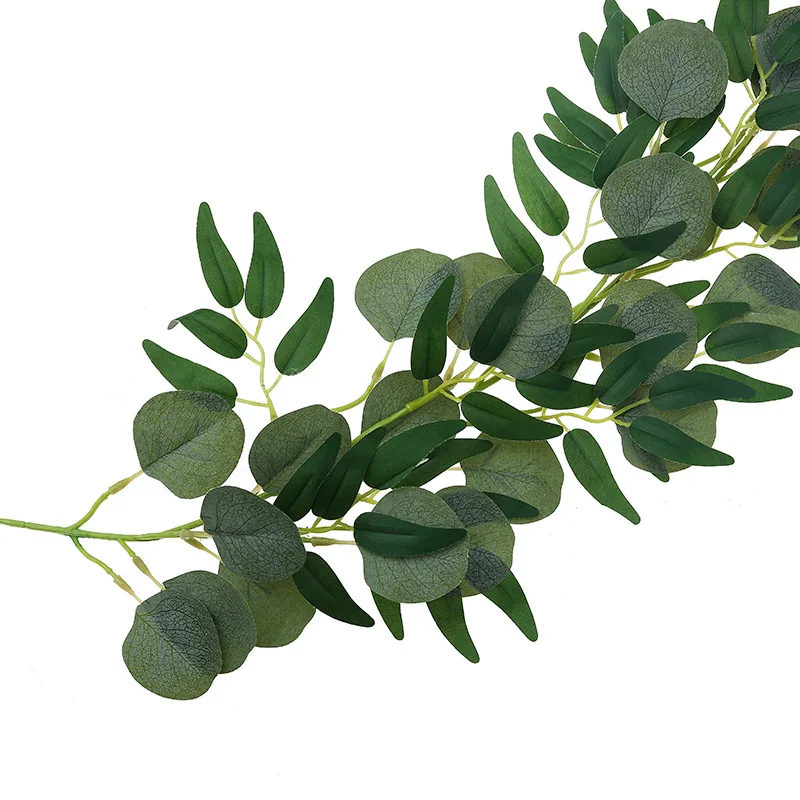 Silk Simulation Plant Leaves Rattan Artificial Eucalyptus Ivy Money Round Leaf Vine Wedding Decoration Fake Green Plant Vines