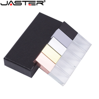 Crystal USB Flash Drive 128GB Black Box Pen Drive 64GB Creative Gift Memory Stick Rose Golden Pendrive 32GB White Metal U Disk