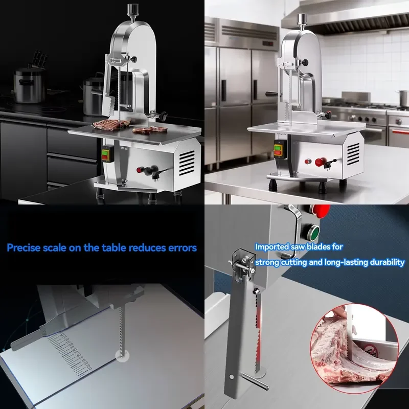 SFW Certificate Commercial Kitchen Electric Meat Saw Cutter Machine Frozen Food Processor Adjustable Thickness Meat