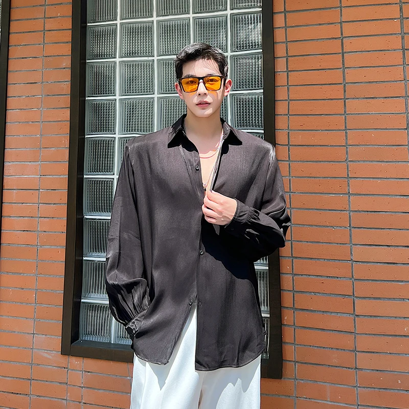 

Мужская свободная рубашка с длинным рукавом для весны и лета, тонкая, легкая, роскошная, повседневная, модная, из тонкой ткани.