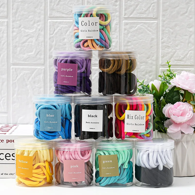 50 Stück Bunte Elastische Haarbänder Scrunchies Haargummis Accessoires für Mädchen und Frauen Schonende Zopfhalter Set