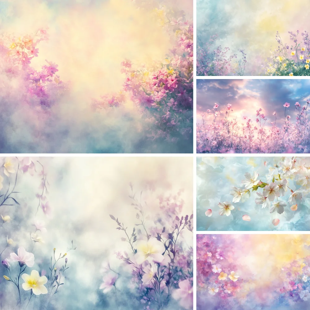 

Spring Garden Photography Backdrop Hand-Painted Abstract Floral Texture Decor Girl Birthday Party Wedding Photography Background