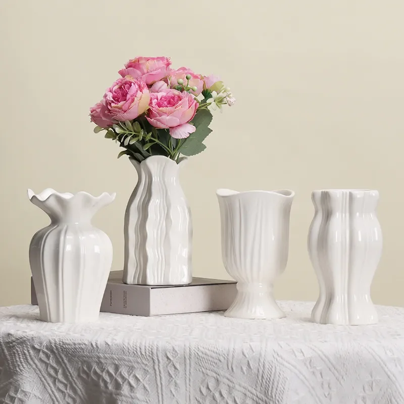 for Ceramic Vase High End French Literary High Footed Living Room Ornament Hydroponic Flower Arrangement Dining Room Tabletop