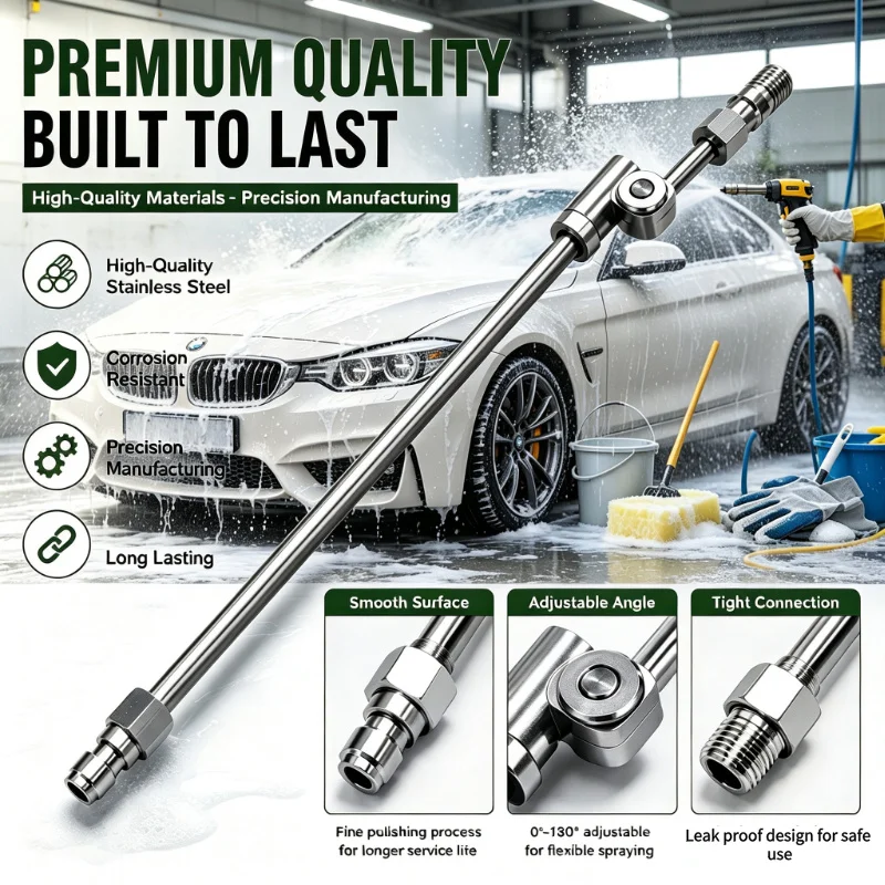 Universal High Pressure Car Wash Gun with 1/4 Quick Plug 360 Degree Rotating Spray Nozzle Extension Pole for Auto Car Cleaning