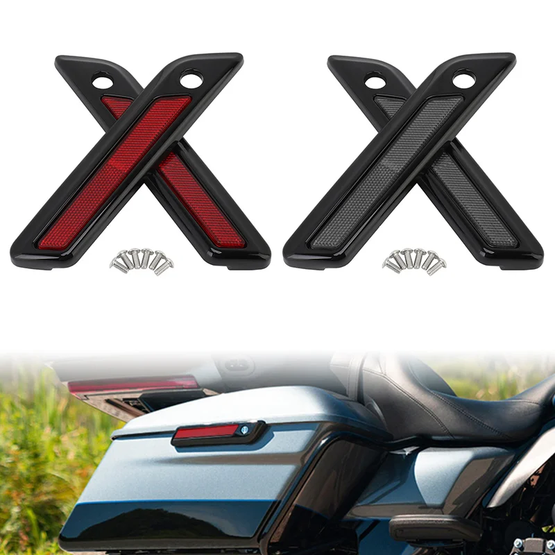 

Motorcycle Hard Saddlebag Latch Cover Reflector Outer Parts Fit For Harley Touring Road Electra Street Glide Road King 2014-2023