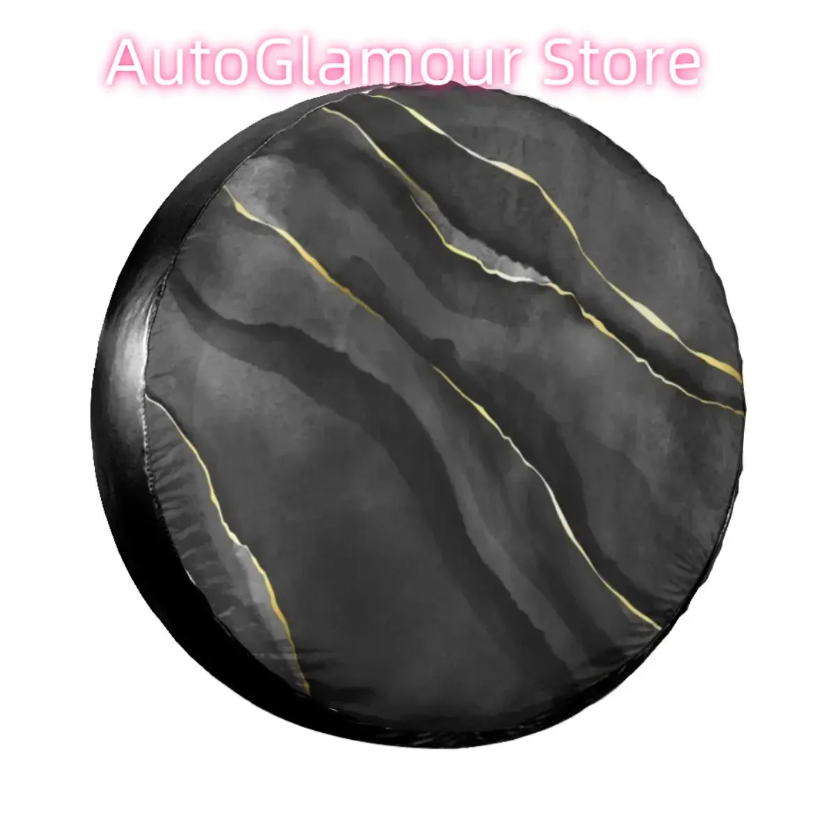 

Dar Grey And Black Marble Gemstone Spare Wheel Tire Cover Case for Teal Texture Vehicle Accessories 14" 15" 16" 17"