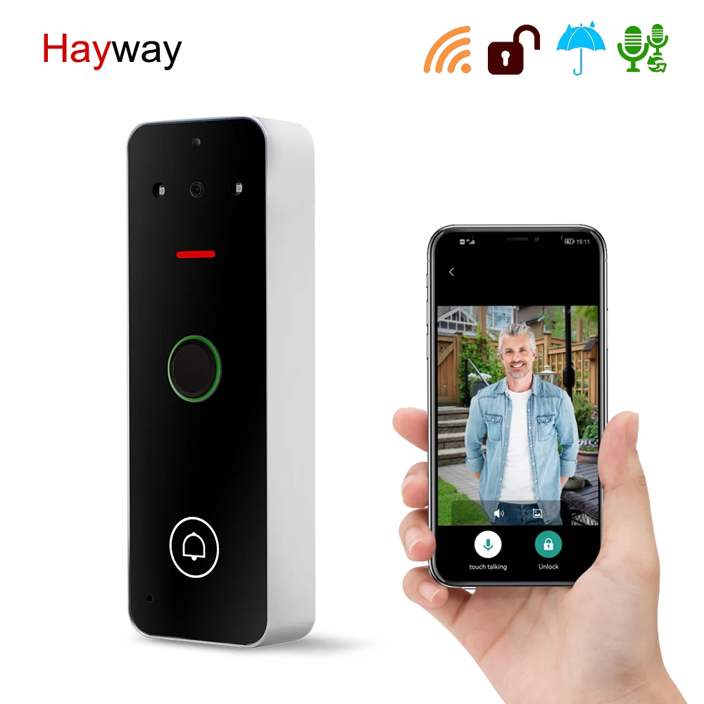 Hayway Draadloze Wifi Video Deurbel Tuya Video Deurtelefoon Home Video Intercom Camera Ip65 Waterdichte Vingerafdruk Ontgrendeling