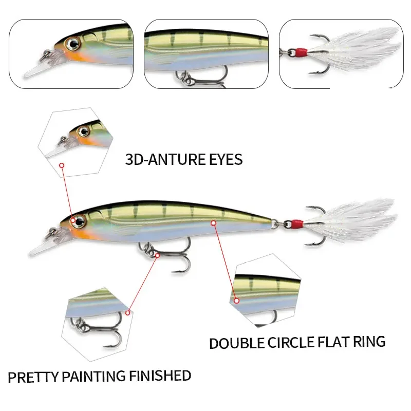 TEKNIK X-RAP XR-10 Schwimmender Minnow-Angelköder 80/100mm 7/13g Künstlicher Durchscheinender Körper Schwebender Wobbler-Köder für Barsch und Hecht – Detail 4