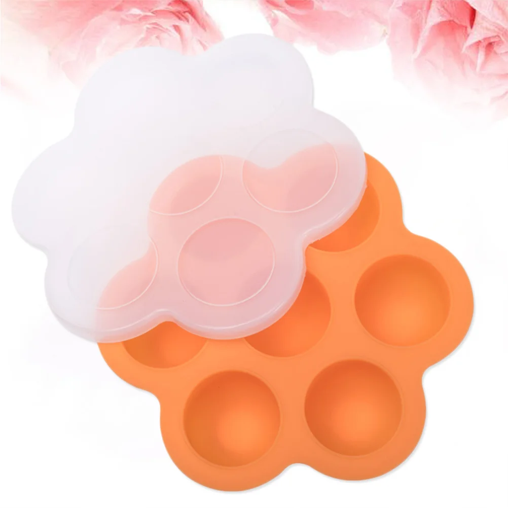 Bandeja de armazenamento de alimentos para bebês premium, bandeja congeladora de silicone com 7 cavidades, recipientes laranja, recipiente de armazenamento de alimentos para bebês