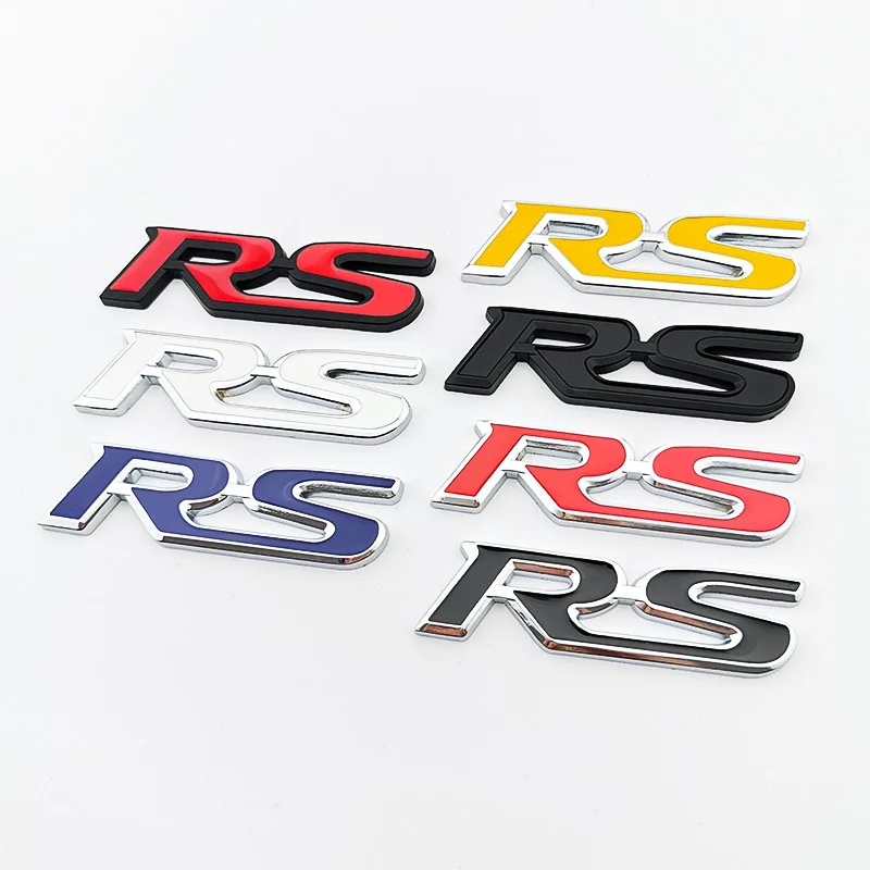 3D Metal RS Logo Letters Car Front Grill Trunk Emblem Badge For Honda FIT Jazz Civic HRV Jade Sport RS Sticker Acceessories