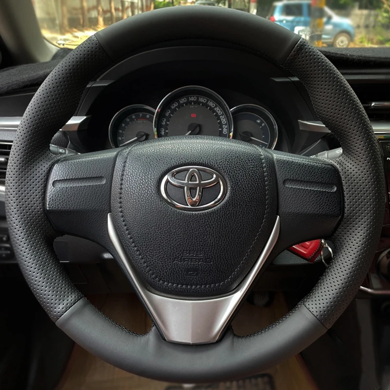 Custom Steering Wheel Cover Genuine Leather 100% Fit For Toyota RAV4 2013-2019 Corolla 2014-2019 Scion iM 2016 Auris 2013-2016