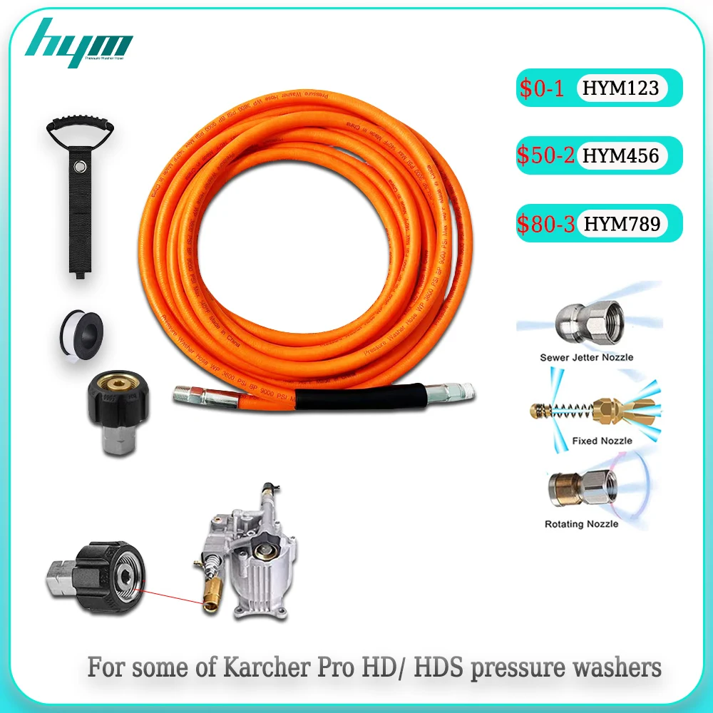 Sewer Piping Cleaning Hose M22-Pin14 Adapter High Pressure Sewage Hose Blockage Clogging Hose Cord For  Karcher Pro HD/ HDS