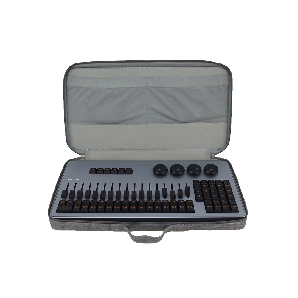 Console de contrôle d'éclairage MINI PLUS DC 5V 4096 paramètres 67 boutons 15 + 2 faders DMX MIDI LTC USB type-c 6 sorties DMX
