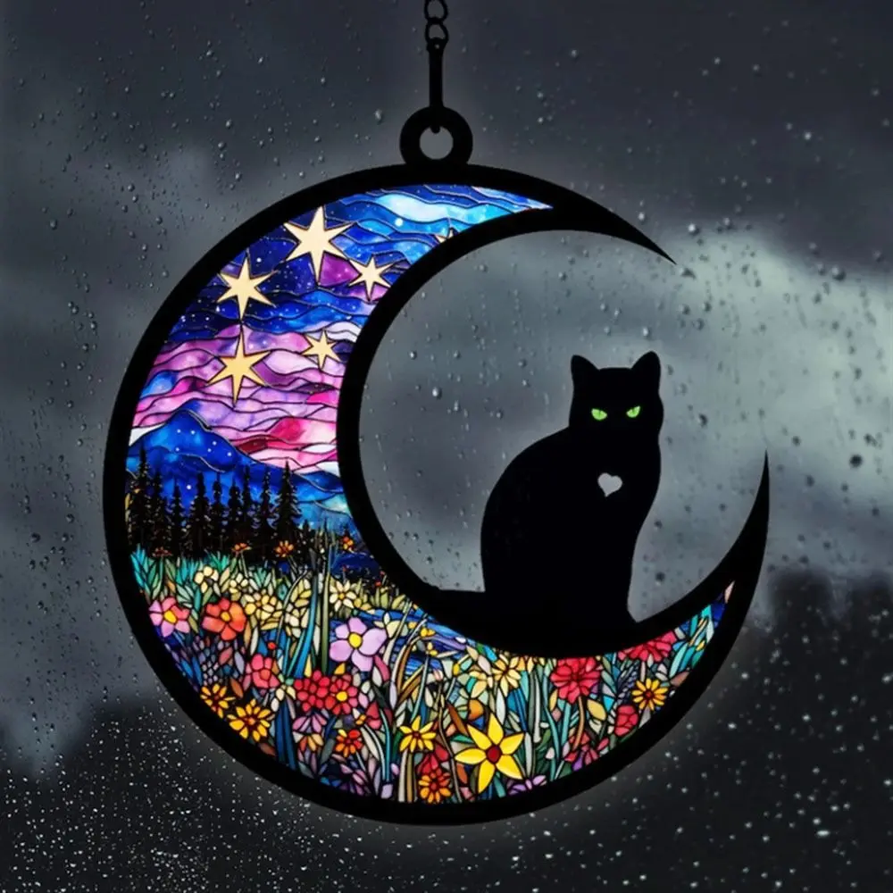 Ghirlande di porte per gatti a forma di luna che appendono gatti ghirlanda ornamento di Halloween decorazioni per la casa regali