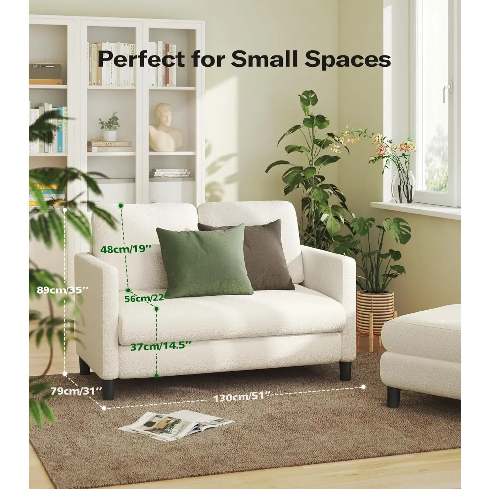 أريكة Loveseat مريحة ومدمجة للمساحات الصغيرة، أريكة خشبية سهلة التجميع لغرفة النوم، مثالية للمعيشة المريحة #2