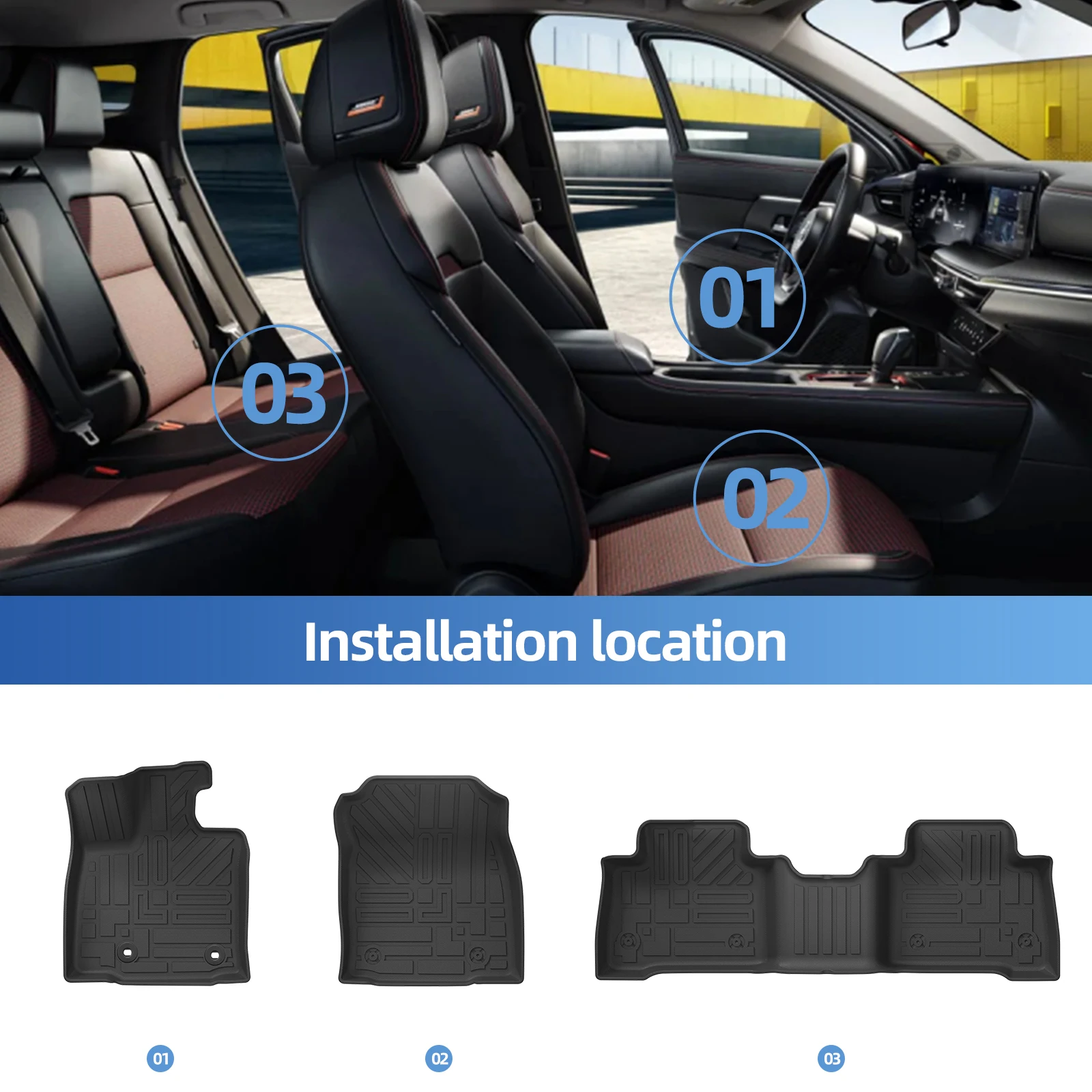 LUCKEASY Left Drive for Toyota RAV4 Hybrid 2026 Car Floor Mats Cargo Trunk Pad TPE 3D Waterproof All Weather Accessories Black