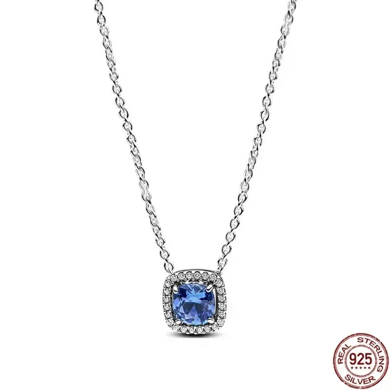

New 925 sterling silver bow heart-shaped square necklace shines with luxury, classic charm, women's necklace surprise gift