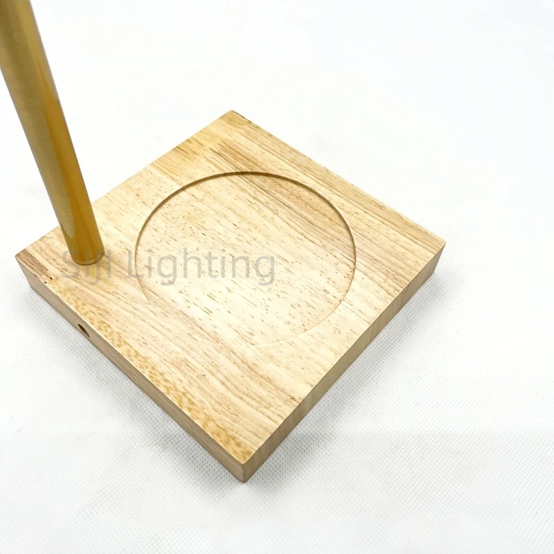 Table Lamp Iron Incense Wood Base Copper Color Bent Tube Lamp Base Tea Table Metal Desk Lamp Base Wooden Lighting Accessories