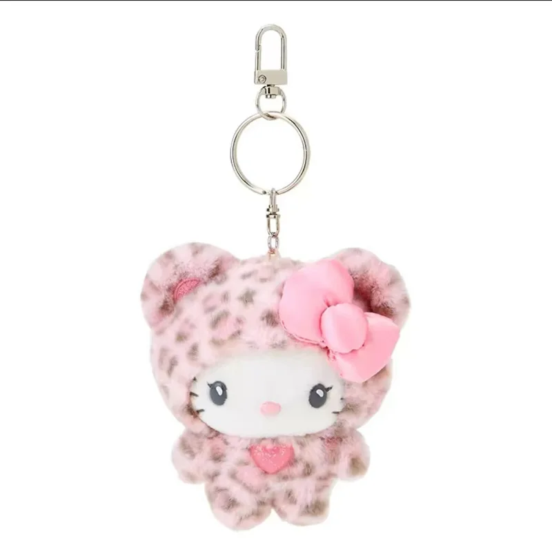 Sanrio Hello Kitty เสือดาวพิมพ์ของเล่นตุ๊กตา Kawaii พวงกุญแจการ์ตูนน่ารักกระเป๋าจี้ของขวัญวันเกิดเครื่องประดับตุ๊กตาตุ๊กตา