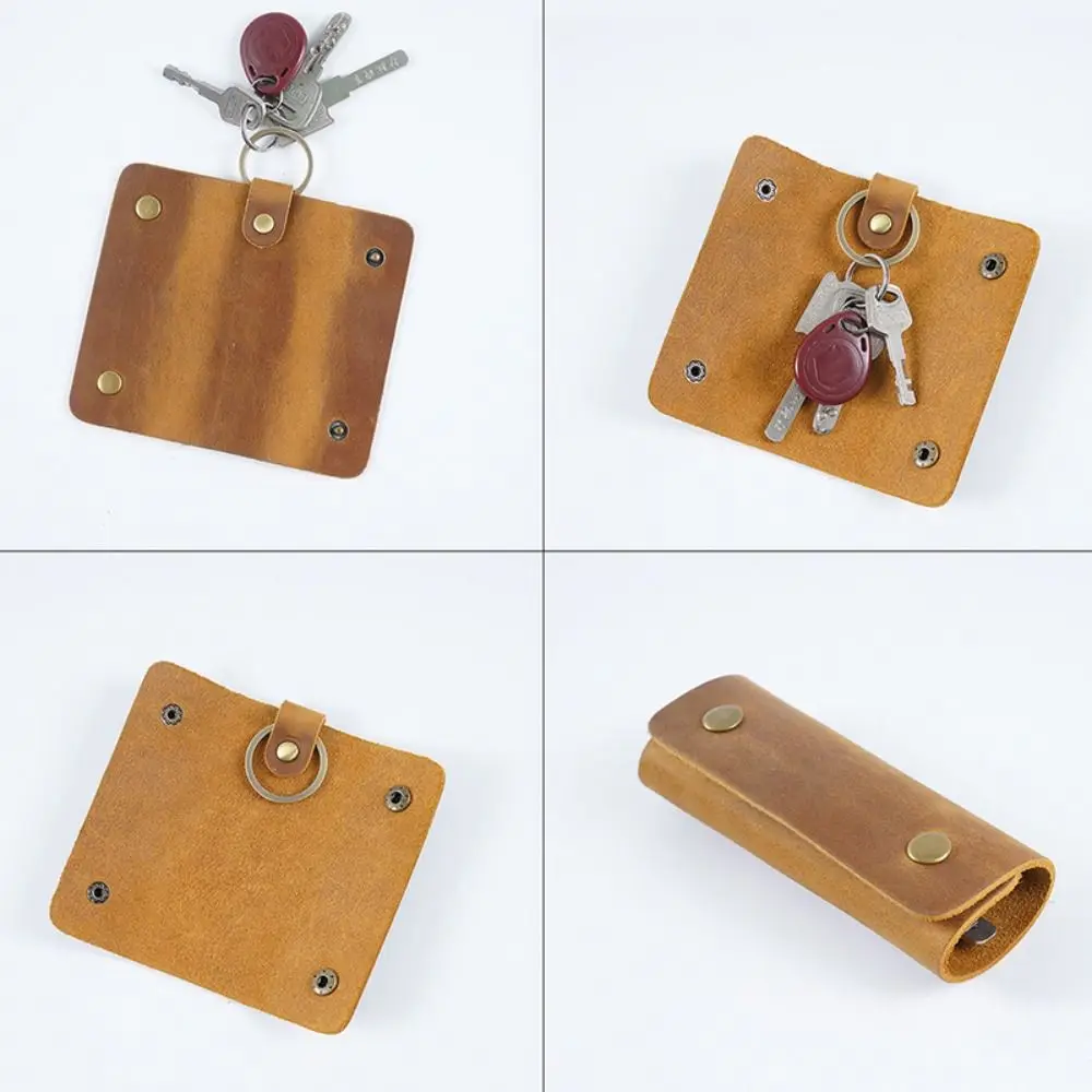 

Creative Genuine Leather Mini Key Bag Minimalist Luxury Men Car Key Pouch Portable High-end Pocket Keychain Case Small Gifts
