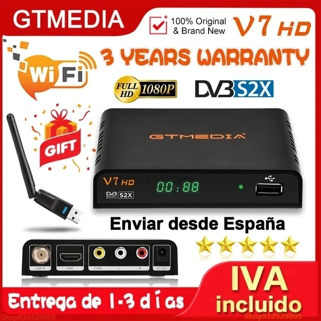 GTMEDIA V7S2X V7 HD Prime ECAM IKS satelitarny odbiornik TV DVB-S2X S2 dekoder Ecam protokół 1080P H.265 zbudowany w 2.4G