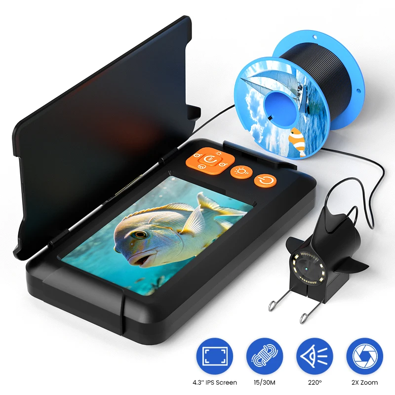 Underwater Fishing Camera 4.3’’ Screen 15M/30M Cable Portable Winter Fish Finder  with Night Vision Waterproof Fisherman Camera