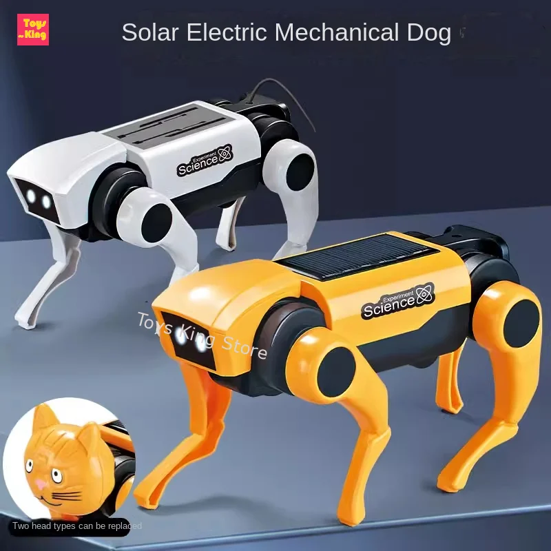 DIY Solar Robot Dog Mechanical Cat Toy Science Teaching Assembling Set Powered Learning Model Walking Animal Kids Education Toys