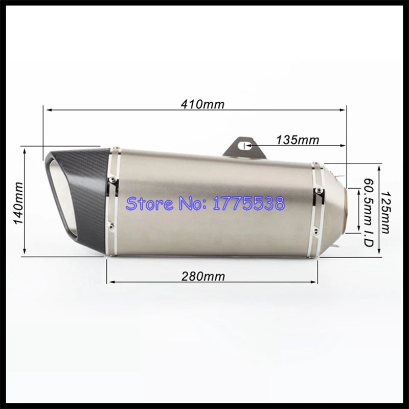 Inlet 60.5mm Motorcycle Exhaust Muffler Escape Moto with DB Killer Carbon End Tip for S1000RR GSX-R1000R ZX-25R Z900 CBR250RR