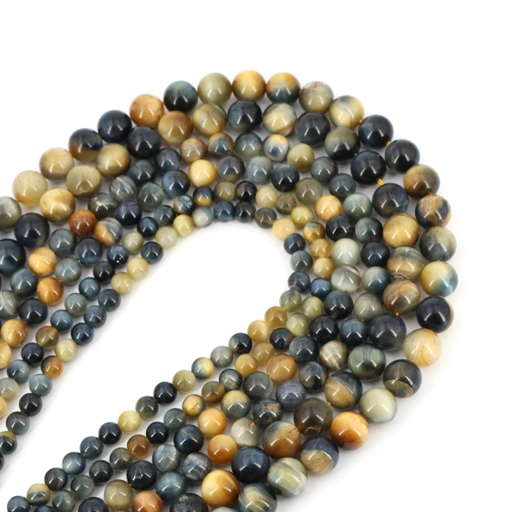 الحجر الطبيعي حلم عين النمر الخرز شفاء كريستال الجولة فضفاض خزر عازل لصنع المجوهرات عقد دي اي واي سوار 4/6/8/10 مللي متر #1