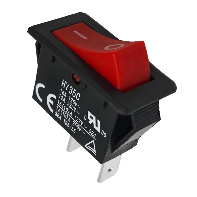 ABVA-HY35C Push Button Switch (Pack Of 2) - On-Off 2-Pin AC 125/250V 16/12A Rocker Switch For Industrial Electric