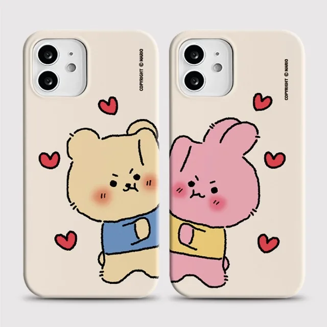 

INS Couple Bear Rabbit Phone Case for iPhone 17 16 15 14 13 12 11 Air Pro Max X XS XR XSMax 7 8 Plus Glossy Film Hard PC Cover