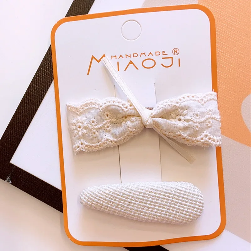 2 teile/satz Mädchen Stoff haarspangen mädchen Baby niedlichen Bogen haarspange Kinder Blumen haarklammer Spitze Stickerei Haarnadeln und Clips Haarschmuck – Detail 10