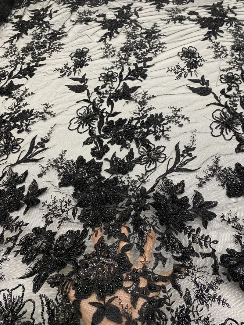 Women\'s Luxury Fabric for Sewing Lace for Finishing Evening Fabrics Embroidered Tulle Beadng Lace Elegant & TOP Quality