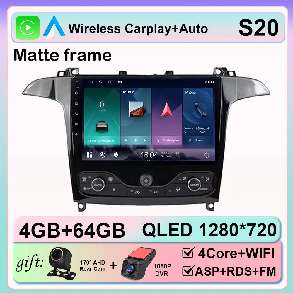 Android 16 Autoradio Voor Ford S Max S-MAX 2006-2015 Voor Ford Galaxy 2014 Carplay Multimedia Video speler navigatie GPS Geen 2din
