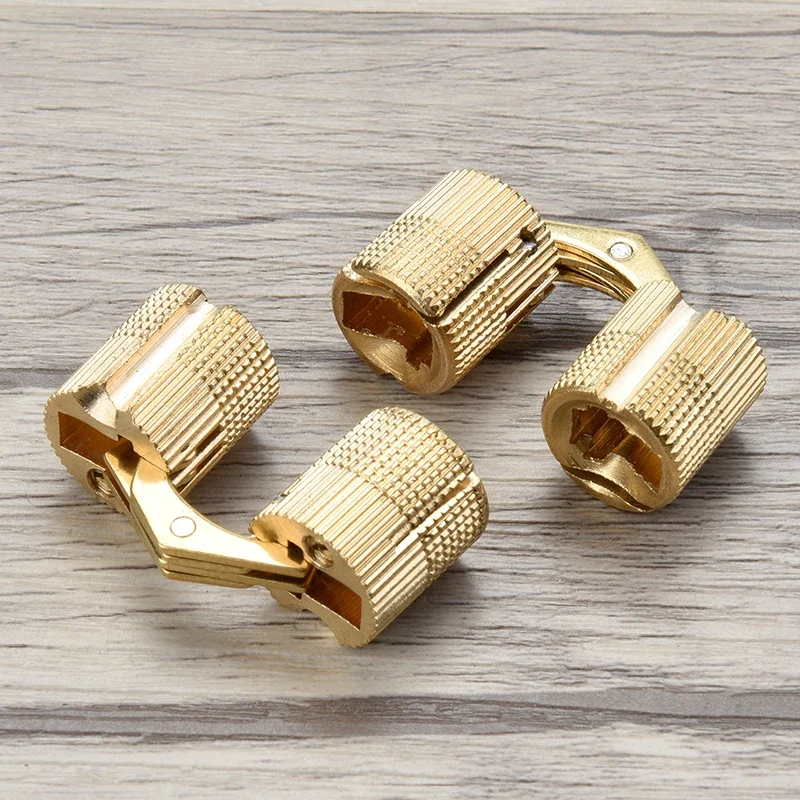 2PCS Brass Furniture Hinges 8-12mm Hidden Cabinet Copper Invisible Door Hinge Concealed Barrel Hinge For Gift Box Hardware