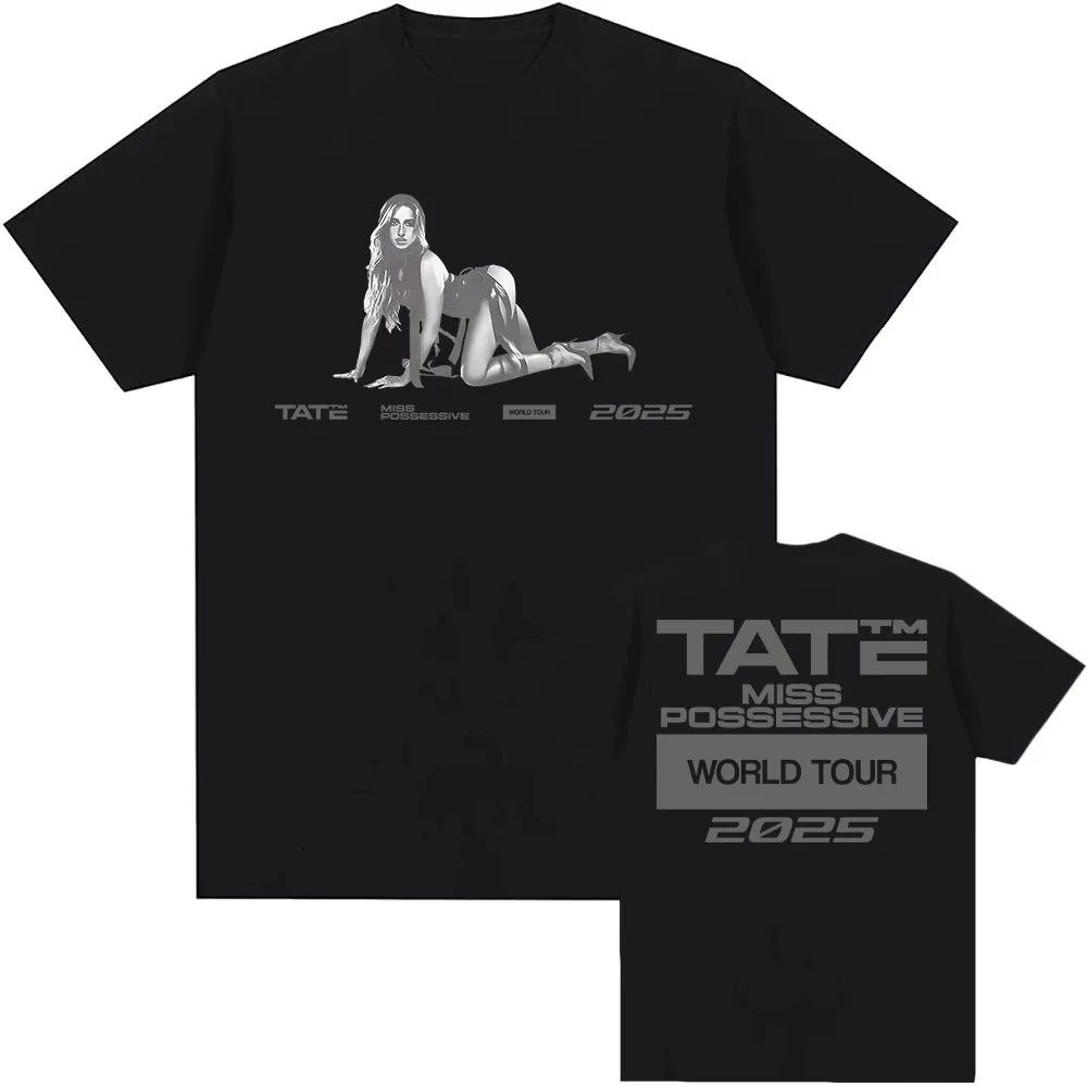 Miss Possessive 2026 New World Tour Tee Tate McRae Graphic Printing T-shirt Cotton Short Sleeve Unisex S