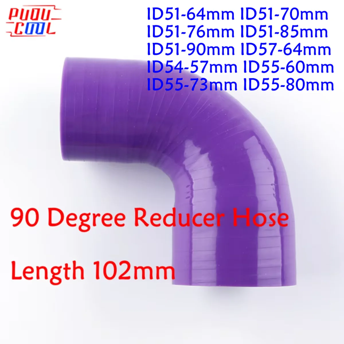 Purple 90 Degree Reducer Hose Elbow General Coolant Intercooler Silicone Pipe ID 51mm 54mm 57mm 60mm 64mm 76mm 85mm 3 Or 4Ply