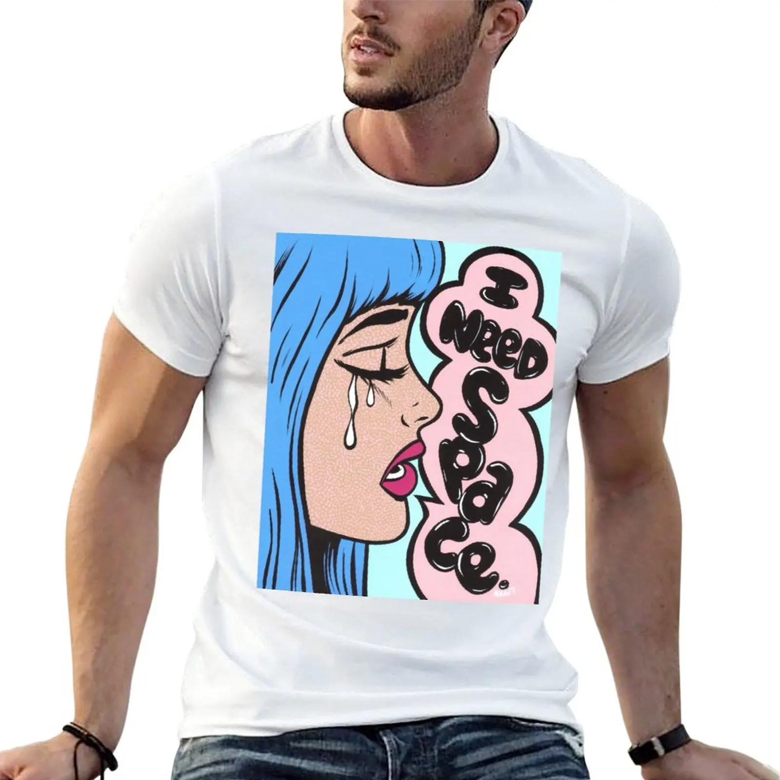 

I Need Space. Crying Comic Girl T-Shirt man t shirts graphic t shirts for man pack white T-Shirt