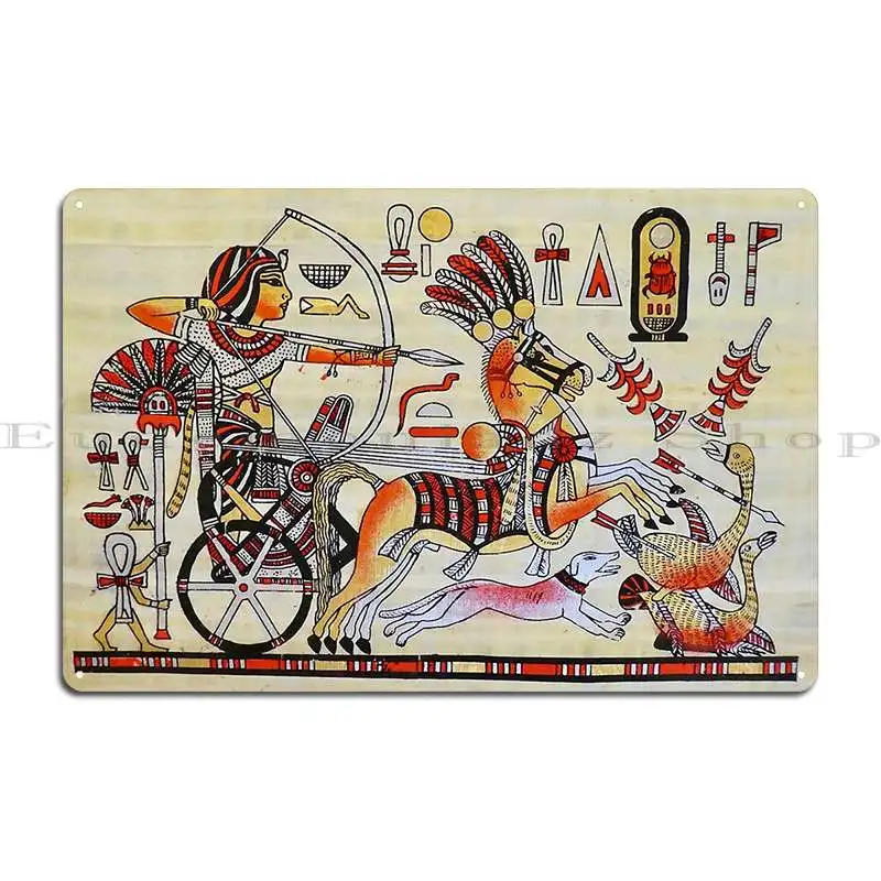 An Egyptian Pharaoh Hunting In His Chariot Metal Sign Decoration Designs Design Pub Club Club Bar Tin Sign Poster