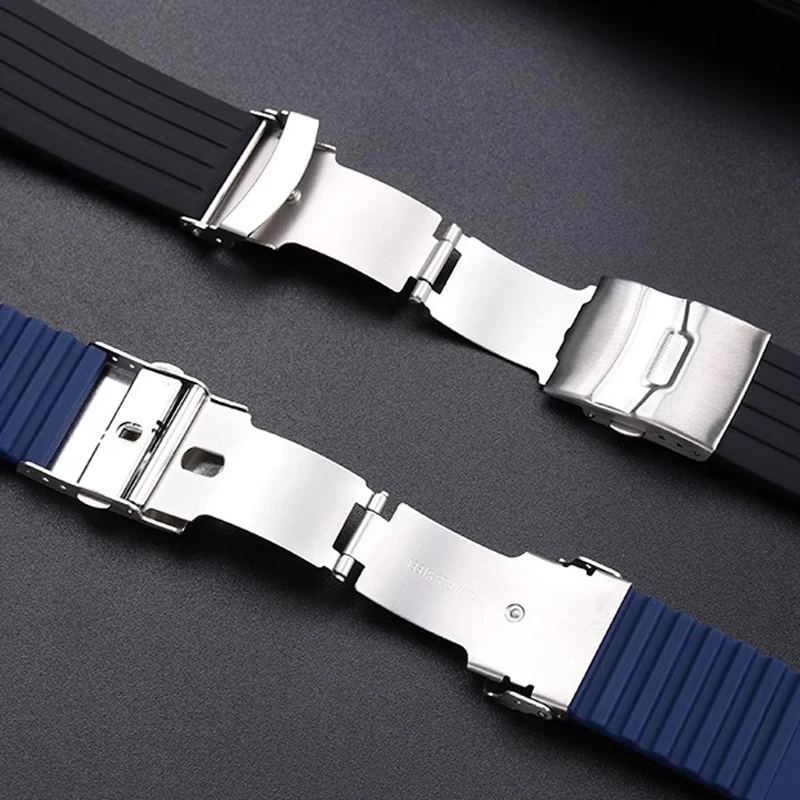 22-11mm 24-12mm Convex silicone watchband for ORIS AQUIS 7730 7740 diving watch strap Waterproof rubber Folding buckle Bracelet