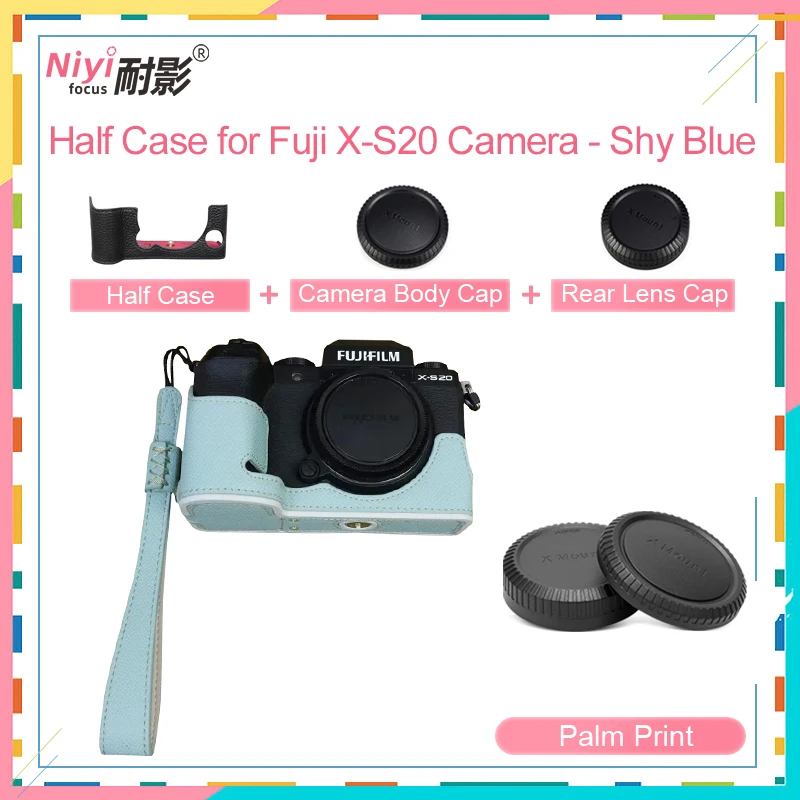 Sarung kamera kulit asli untuk Fujifilm XS20, Sarung dasar kamera kulit asli dengan tali tangan Motif telapak tangan untuk X-S20 Fuji